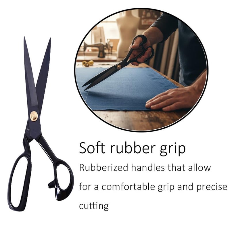 LNKA Sewing Scissors For Fabric Black - Professional Heavy Duty Industrial Strength High Carbon Steel Shears for Leather Paper Sewing Craft Home Office Artists Students Tailors Dressmakers (11 Inch) - Image 3